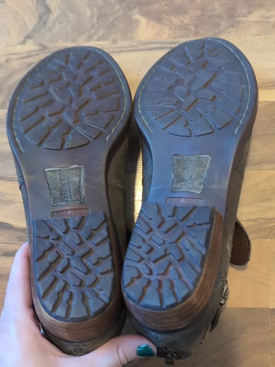 Born Sylvia Braided Strap Low Ankle Boots - Brown Gray - Picture 6 of 10